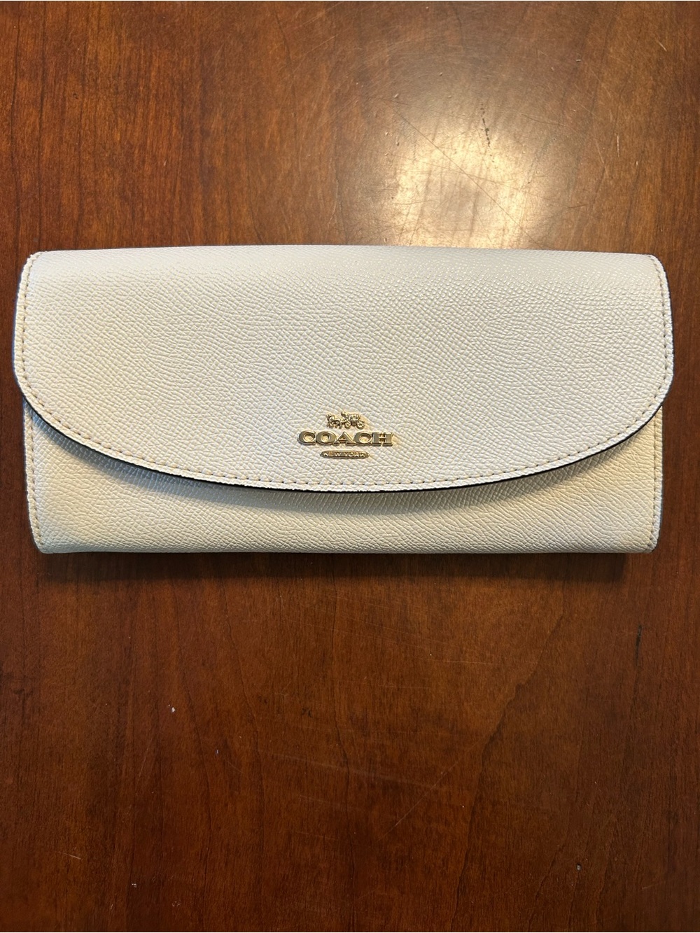 Coach Chalk Pebbled Leather Slim Envelope Wallet with Gold Logo